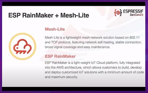Präsentationsfolie zu ESP RainMaker und Mesh-Lite