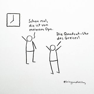 Comic über eine quadratische Uhr