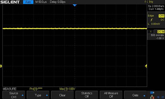 Oszilloskop-Screenshot einer Gleichspannung