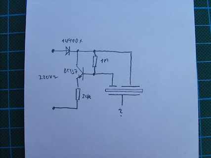 Handgezeichneter Schaltplan mit Diode und Transistor