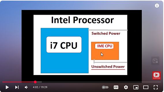 Abfotografierter Bildschirm mit Blockschaltbild eines Intel Prozessors
