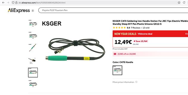 AliExpress Produktseite für KSGER C470 Lötkolben Griff