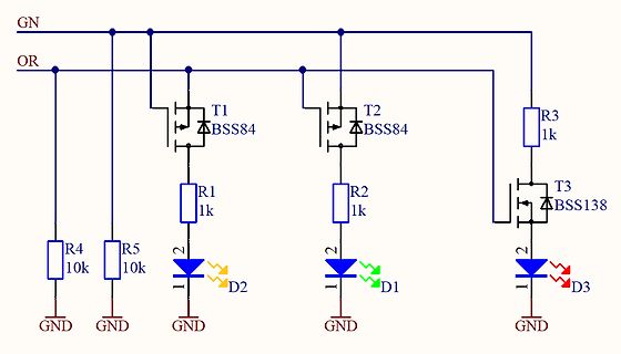 Schaltplan mit Transistoren und LEDs