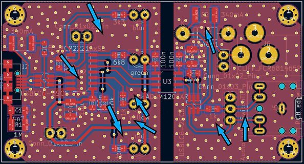 CAD-Ansicht eines Leiterplatten-Layouts
