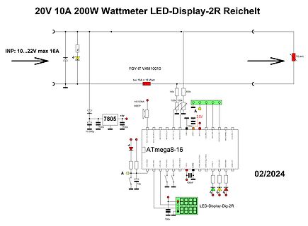 Schaltplan eines Wattmeters mit LED-Display