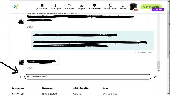 LinkedIn Nachrichtenverlauf