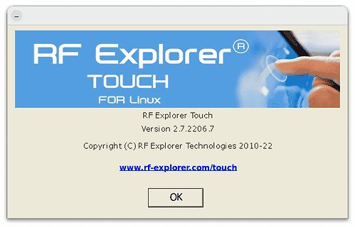 Startbildschirm RF Explorer Touch für Linux