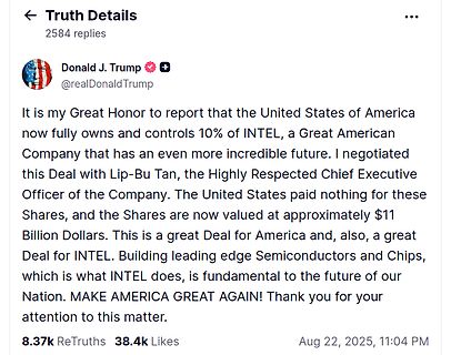 Screenshot eines Social-Media-Posts von Donald Trump