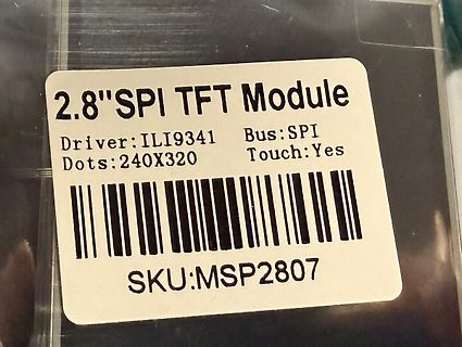 Aufkleber eines 2.8 Zoll SPI TFT Moduls