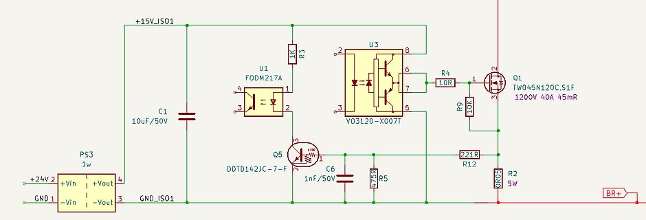 Elektronischer Schaltplan mit Optokoppler und MOSFET