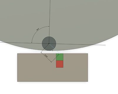 Geometrische CAD-Zeichnung mit Kreis und Rechteck