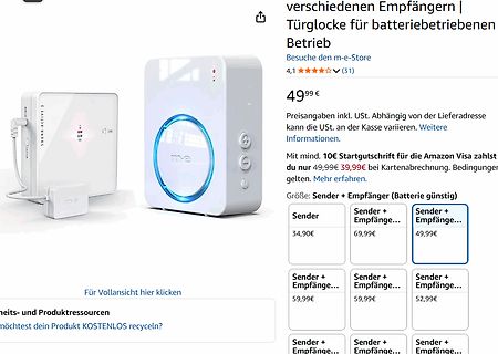 Screenshot einer Produktseite für eine Türklingel