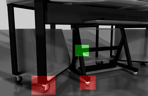 3D-Modell eines Rollgestells mit Glasplatten