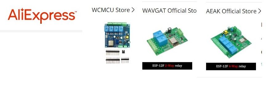 AliExpress Produktanzeigen für ESP-12F Relais-Module
