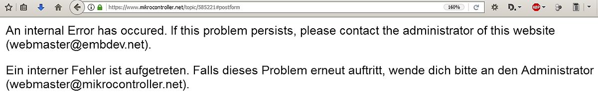 Fehlermeldung auf einer Website