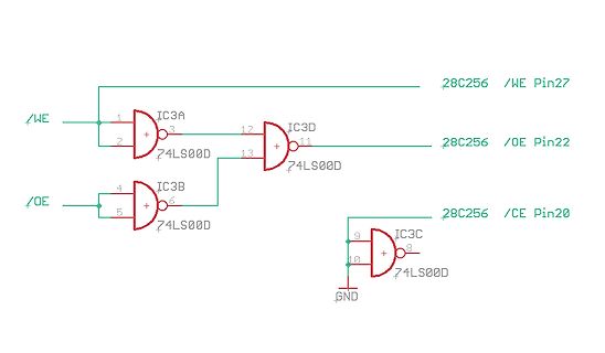 Schaltplan mit NAND-Gattern zur Signalsteuerung