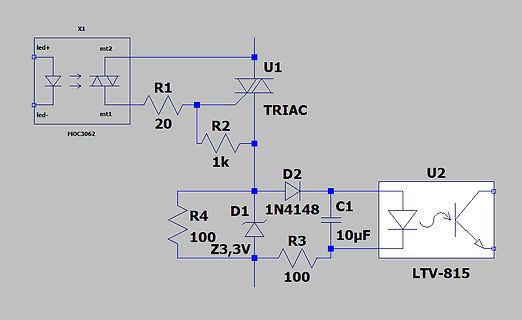 Schaltplan mit Triac und Optokoppler
