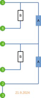 Vereinfachter Schaltplan mit Knotenpunkten und Bauteilen