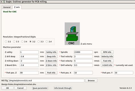 Software-Interface für CNC-Fräsen von Leiterplatten