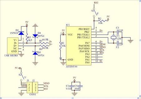 Schaltplan mit ATTINY44 Mikrocontroller