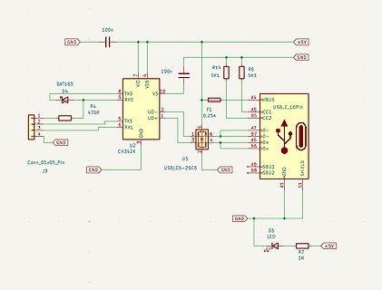 Schaltplan einer USB-Schnittstelle mit CH342K