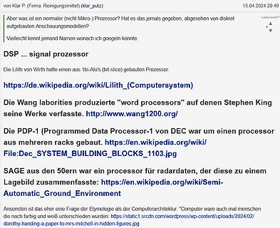 Foreneintrag über historische Prozessoren