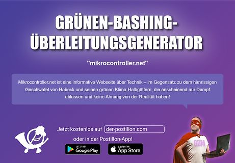 Meme mit politischem Text und Satire-Logo