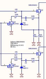 Schaltplan mit MOSFETs und Dioden