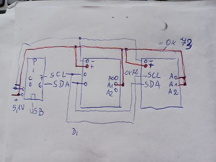 Handgezeichneter Schaltplan einer I2C-Verbindung
