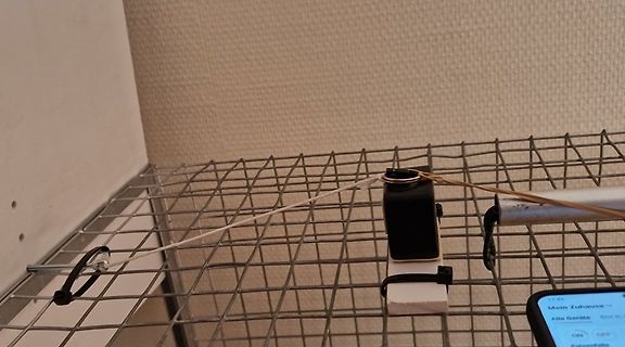 Aufbau mit Drähten auf einem Metallgitter