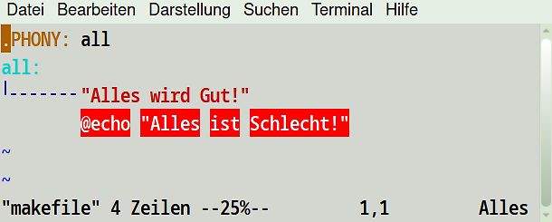 Screenshot eines Makefile-Editors