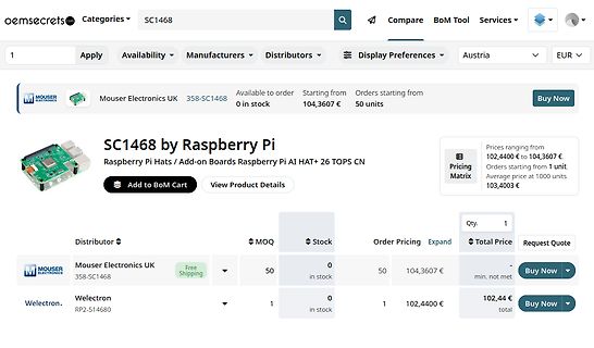 Screenshot eines Online-Shops für Raspberry Pi Hats
