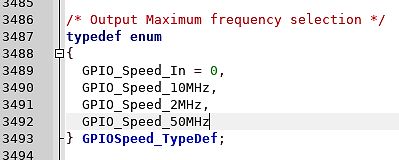C-Code Definition eines Enums für GPIO-Geschwindigkeit