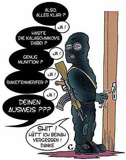 Comic von bewaffnetem Mann