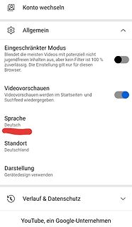 YouTube Einstellungen Menü
