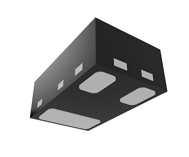 3D-Modell eines schwarzen Gehäuses mit Aussparungen