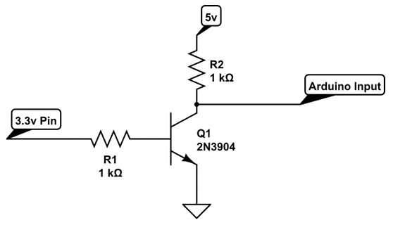 Schaltplan mit NPN-Transistor und Widerständen