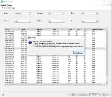 Software-Auswahlmenü für GD-Serie Mikrocontroller