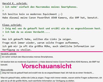 Screenshot eines Forenbeitrags