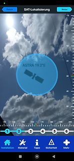 Screenshot einer Satelliten-Lokalisierungs-App