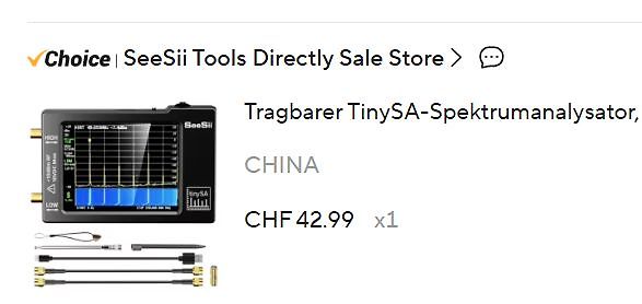 Screenshot eines Online-Shops für einen Spektrumanalysator