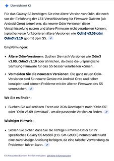 KI-generierte Anleitung zur Odin-Version für Galaxy S5
