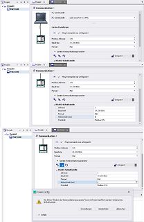 Software-Screenshot der Kommunikationsparameter für PAC3100