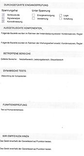 Dokumentation einer Reparaturprüfung