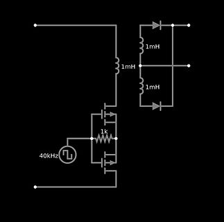 Schaltplan eines Schaltreglers mit Induktivitäten und MOSFETs