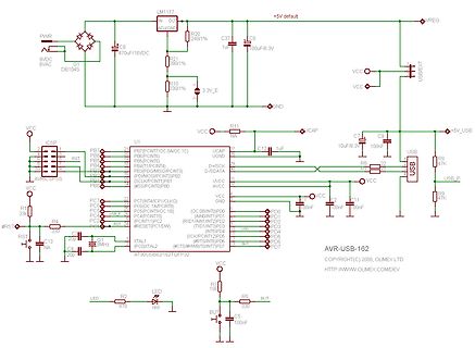 Schaltplan AVR-USB-162 AT90USB82/16QF32