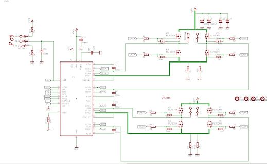 Schaltplan einer H-Brücke mit MOSFETs