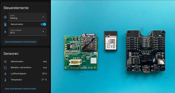 Zwei Leiterplatten und ein Software-Dashboard