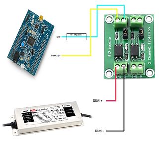 Verdrahtung zwischen Mikrocontroller, Optokoppler-Modul und Netzteil