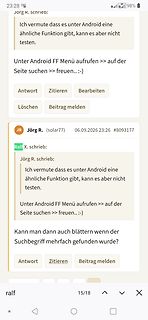 Screenshot eines Internetforums mit Textbeiträgen